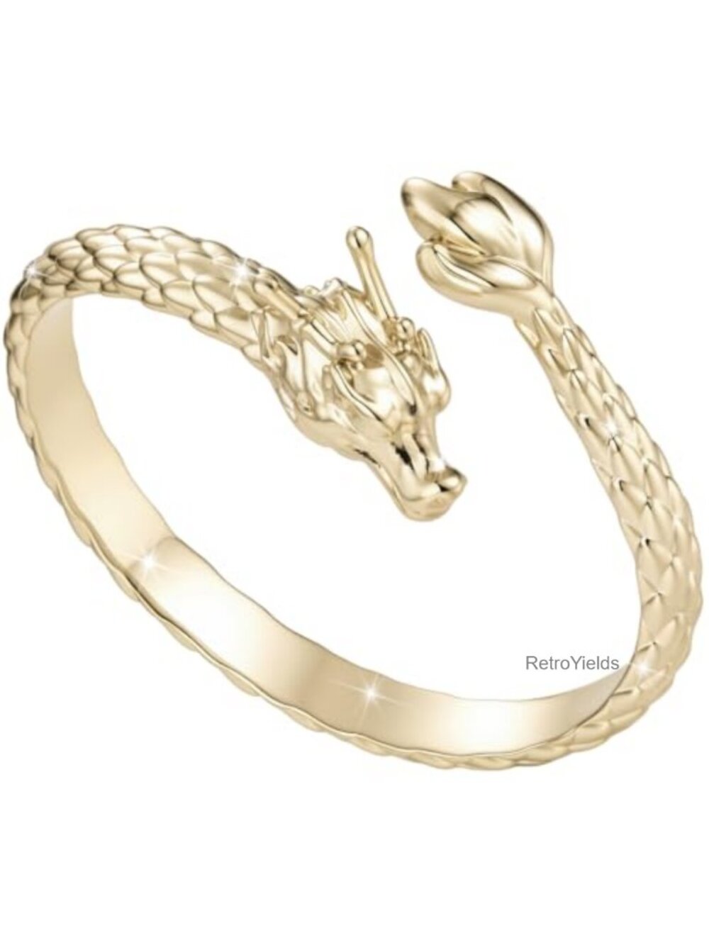 Adjustable Dragon Coil Stackable Ring Gold Brass Plated Fidget Lucky Protection